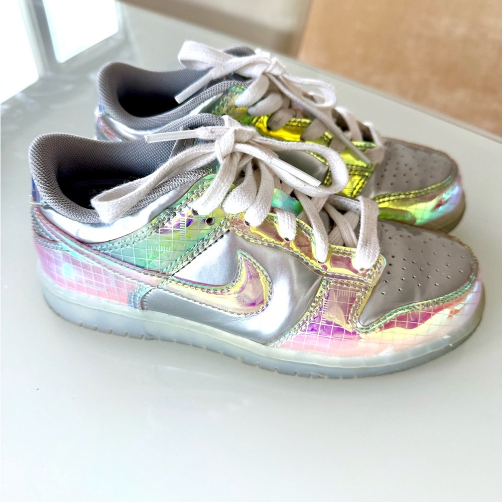 Nike Dunk Low Iridescent Kids Sneakers. Little girls size 13